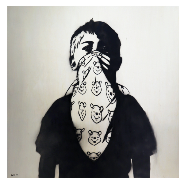 DOLK 「Teddy Riot(Black)」 スプレーオンキャンパス 100×100cm
