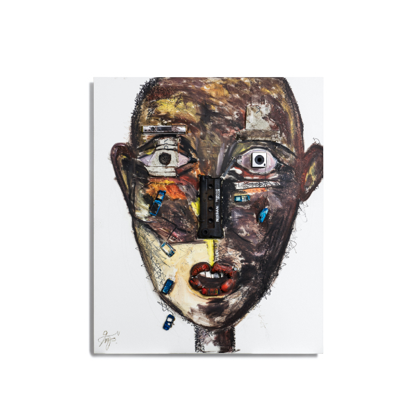 長坂真護 「malco」 Oil and E-waste on Canvas 183×154cm