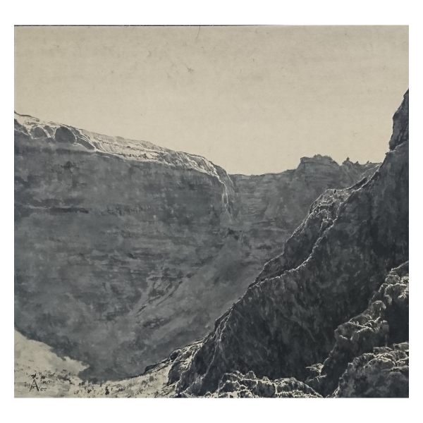 中島 淳志 「ヴェスヴィオ」 水墨画、墨、老灰紙 32×30cm